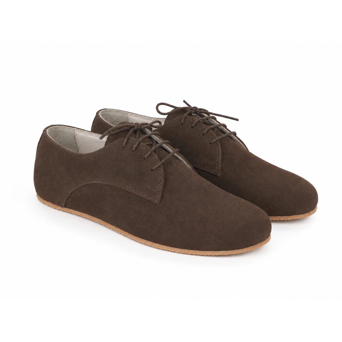 Suede Barefoot Oxford Shoes – Rubber Sole – Brown