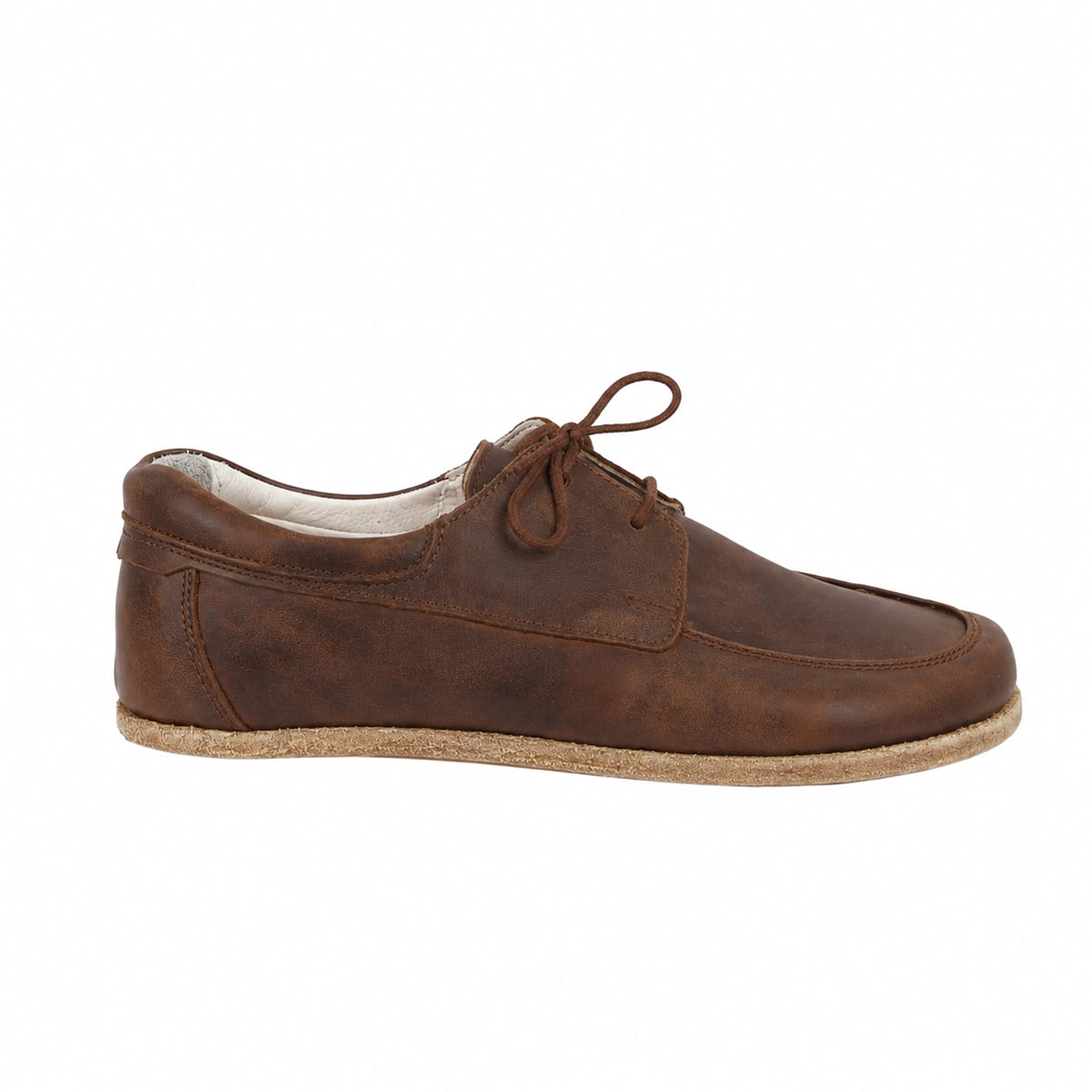 Crazy Barefoot Laces Penny Loafer Shoes – Classic Sole — Leather Sole – Brown