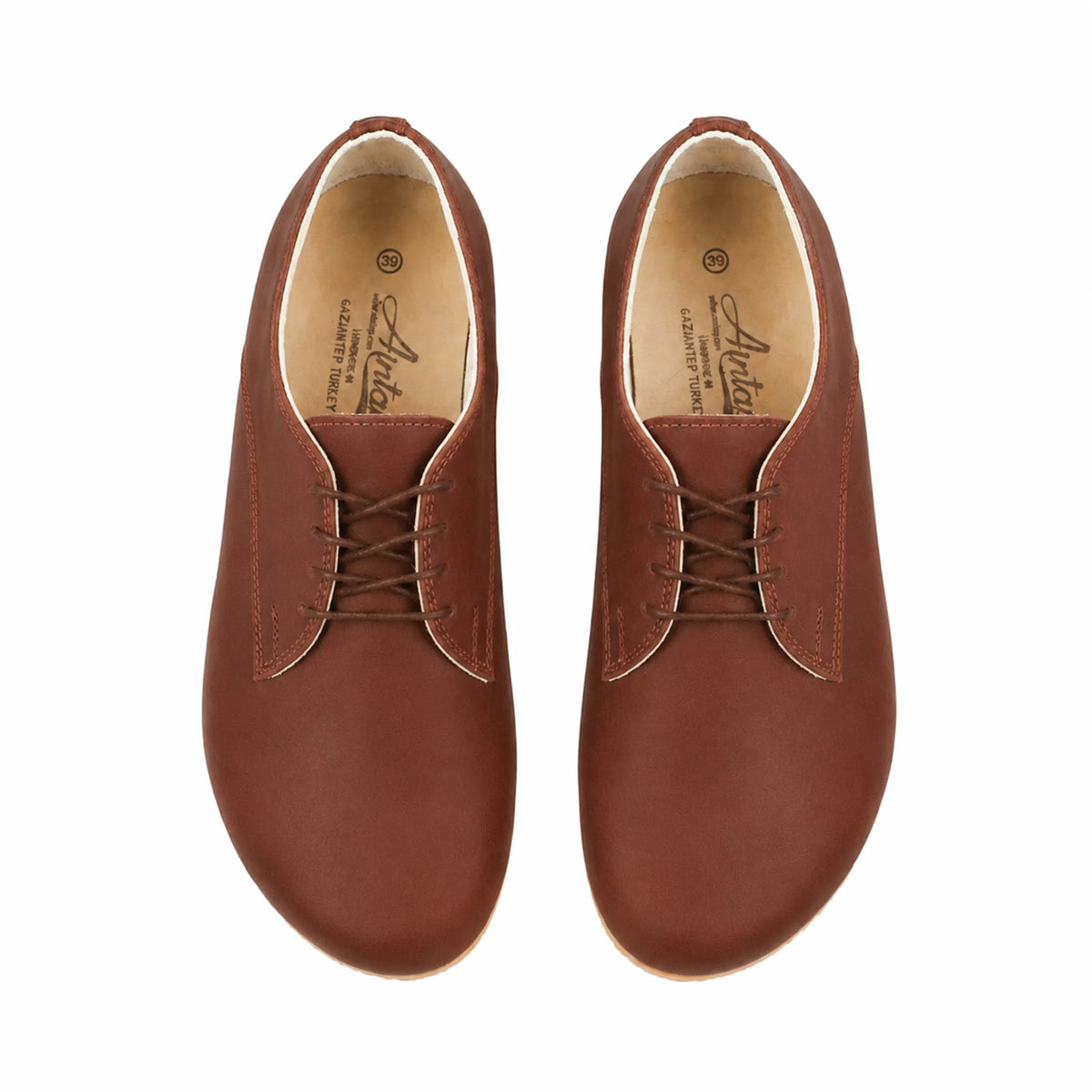 Smooth Barefoot Oxford Shoes — Leather Sole – Brown