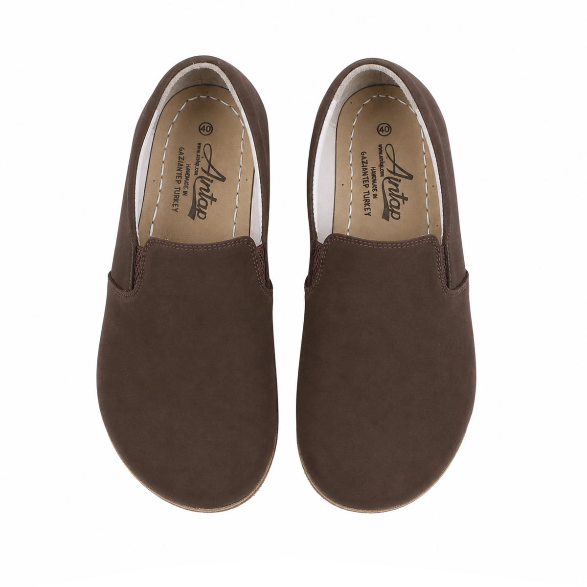 Nubuck Barefoot Slip-On Shoes – Classic Sole — Leather Sole – Brown