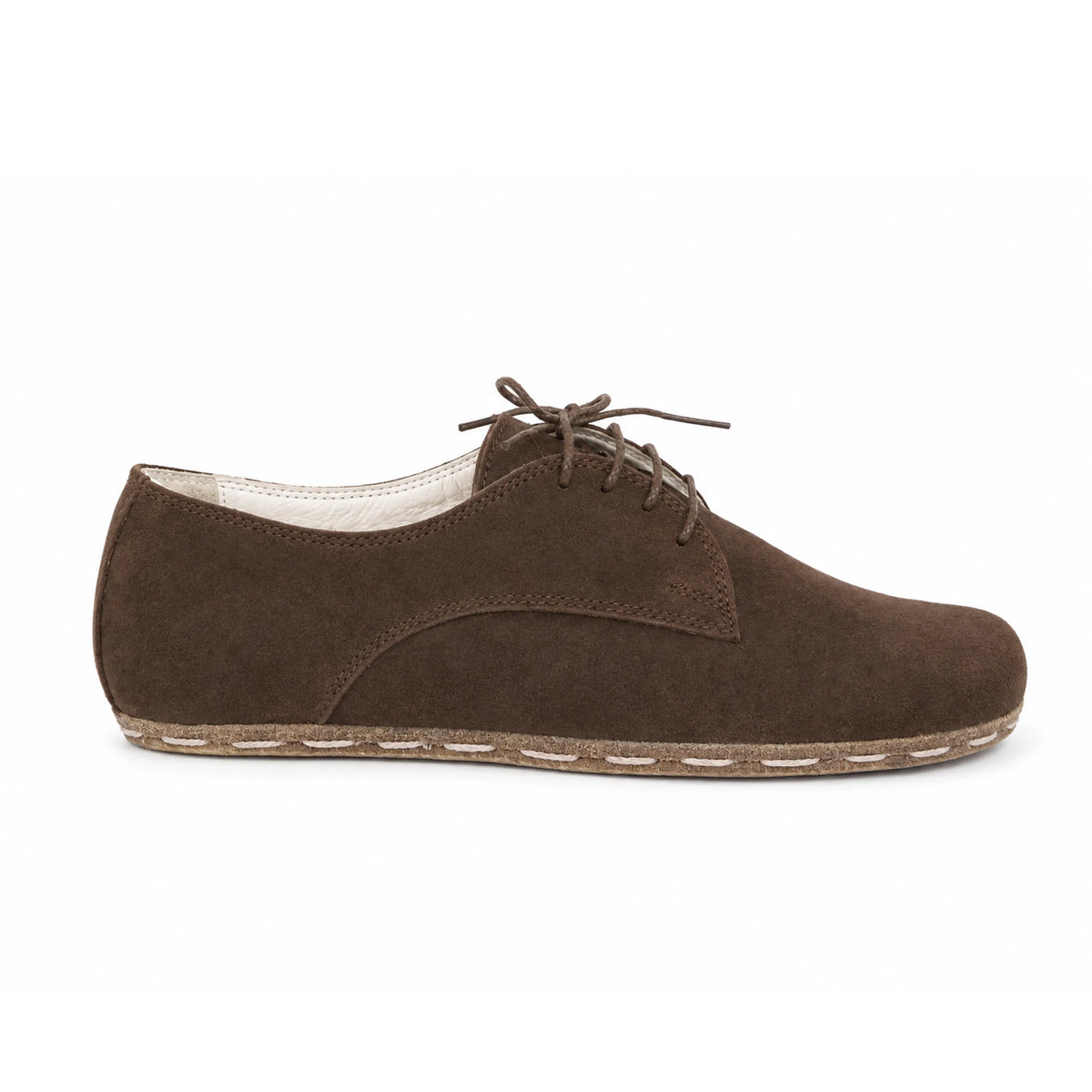 Suede Barefoot Oxford Shoes — Leather Sole – Brown