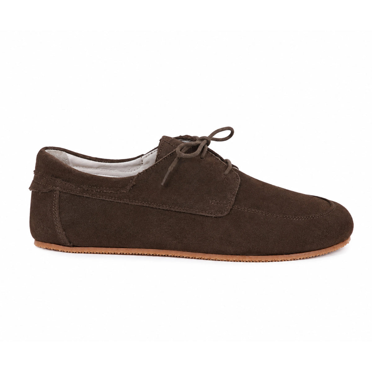 Suede Barefoot Laces Penny Loafer Shoes – Rubber Sole – Brown