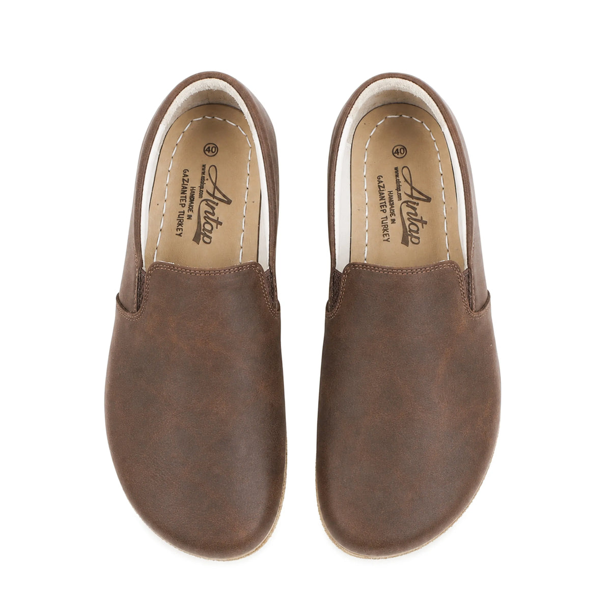 Crazy Barefoot Slip-On Shoes – Classic Sole — Leather Sole – Brown
