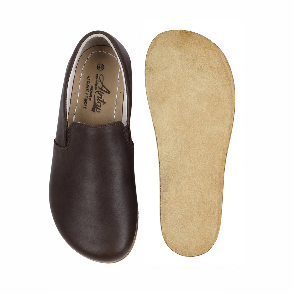 Smooth Barefoot Slip-On Shoes – Classic Sole — Leather Sole – Dark Brown