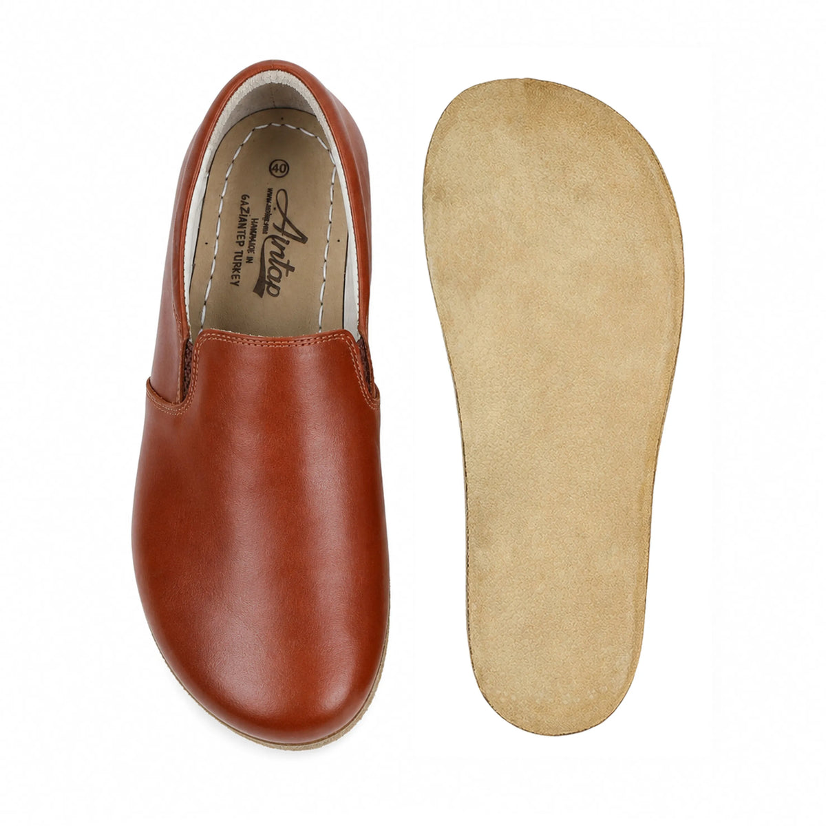 Smooth Barefoot Slip-On Shoes – Classic Sole — Leather Sole – Brown