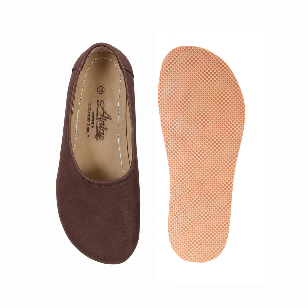 Nubuck Barefoot Ballet Shoes – Rubber Sole – Brown