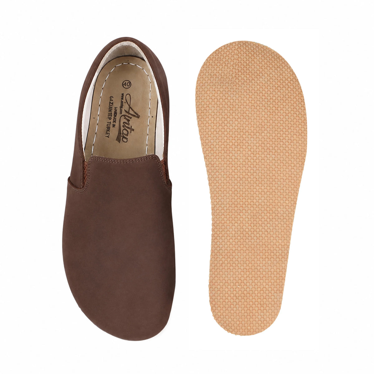 Nubuck Barefoot Slip-On Shoes – Rubber Sole – Brown