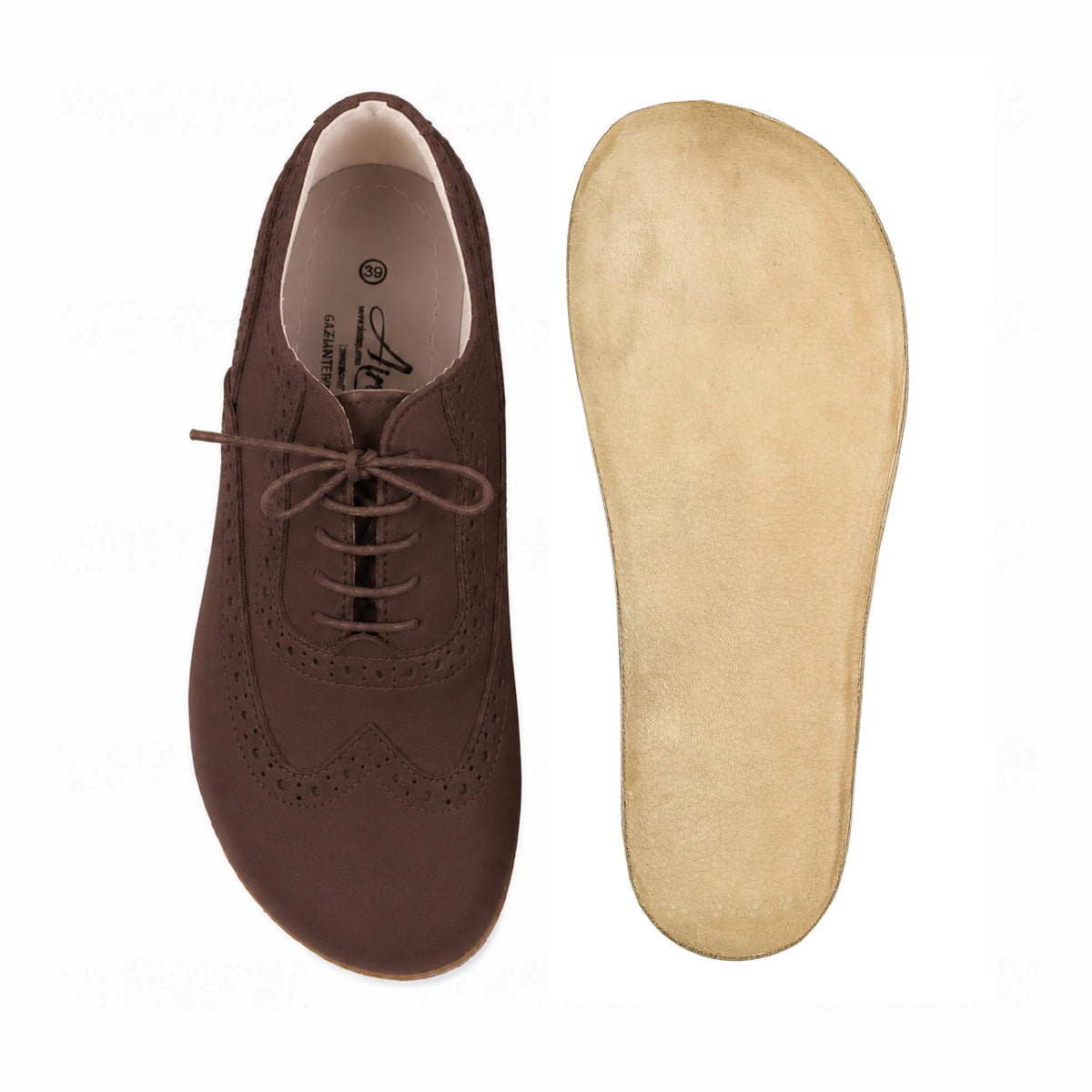 Nubuck Barefoot Moccasin Shoes – Classic Sole — Leather Sole – Brown