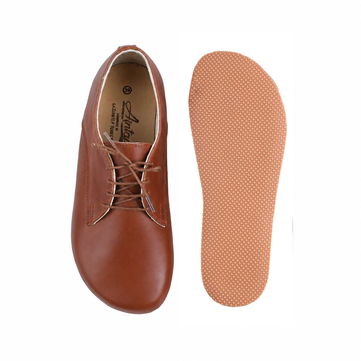 Smooth Barefoot Oxford Shoes – Rubber Sole – Brown