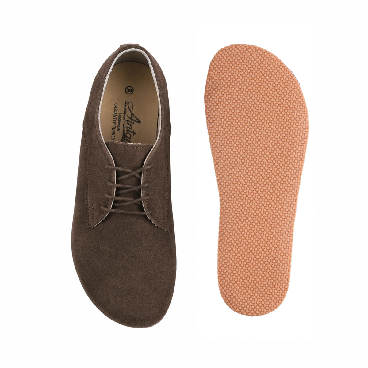 Suede Barefoot Oxford Shoes – Rubber Sole – Brown
