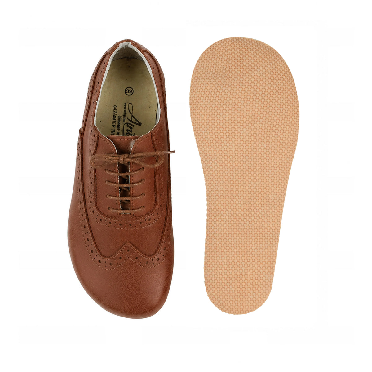 Smooth Barefoot Moccasin Shoes – Rubber Sole – Brown