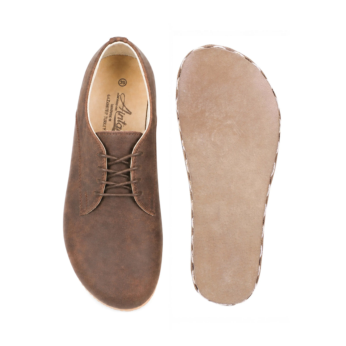 Crazy Barefoot Oxford Shoes — Leather Sole – Brown