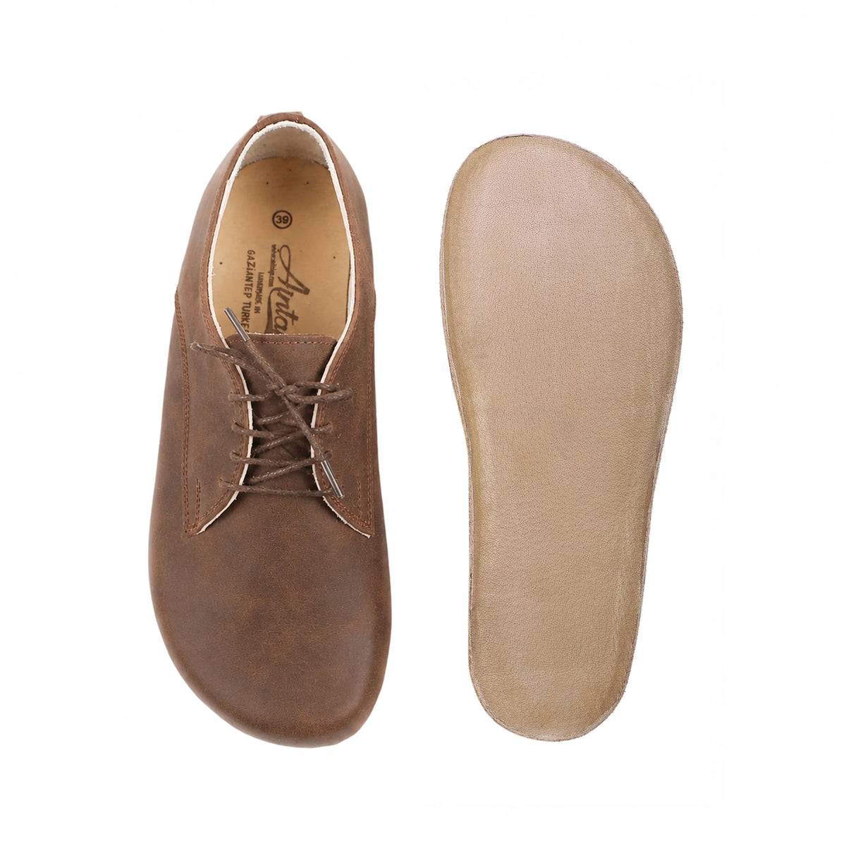Crazy Barefoot Oxford Shoes – Classic Sole — Leather Sole – Brown