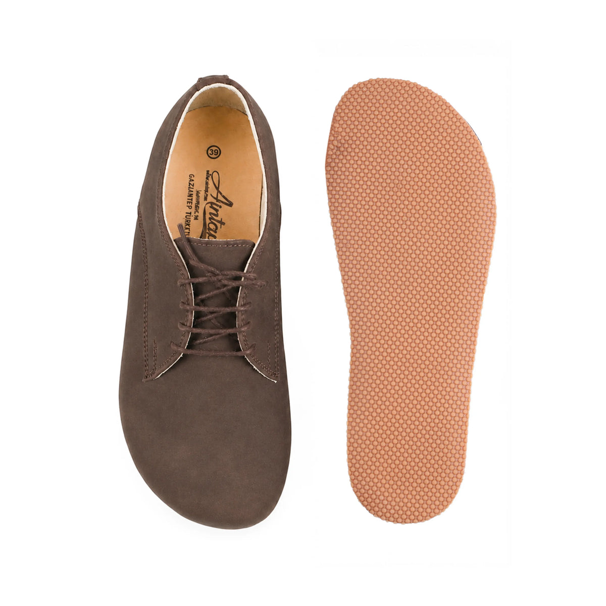 Nubuck Barefoot Oxford Shoes – Rubber Sole – Brown