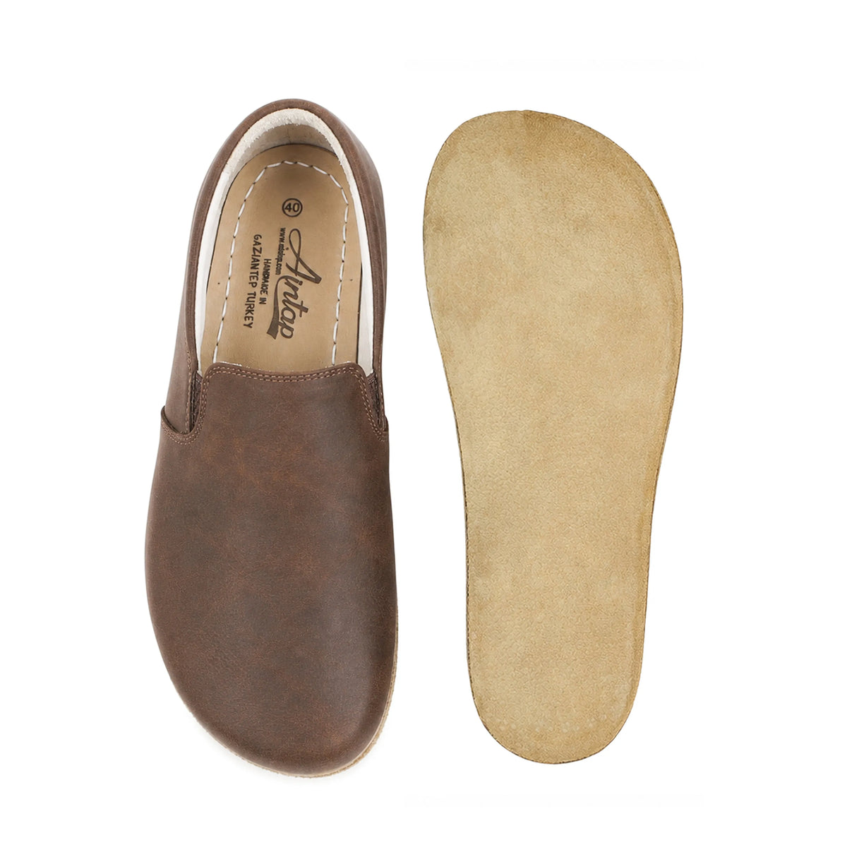 Crazy Barefoot Slip-On Shoes – Classic Sole — Leather Sole – Brown