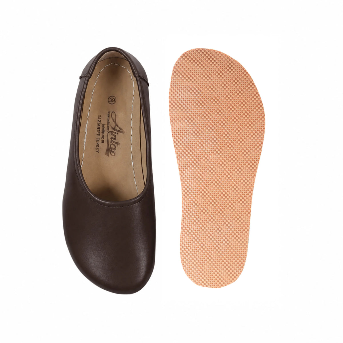 Smooth Barefoot Ballet Shoes – Rubber Sole – Dark Brown