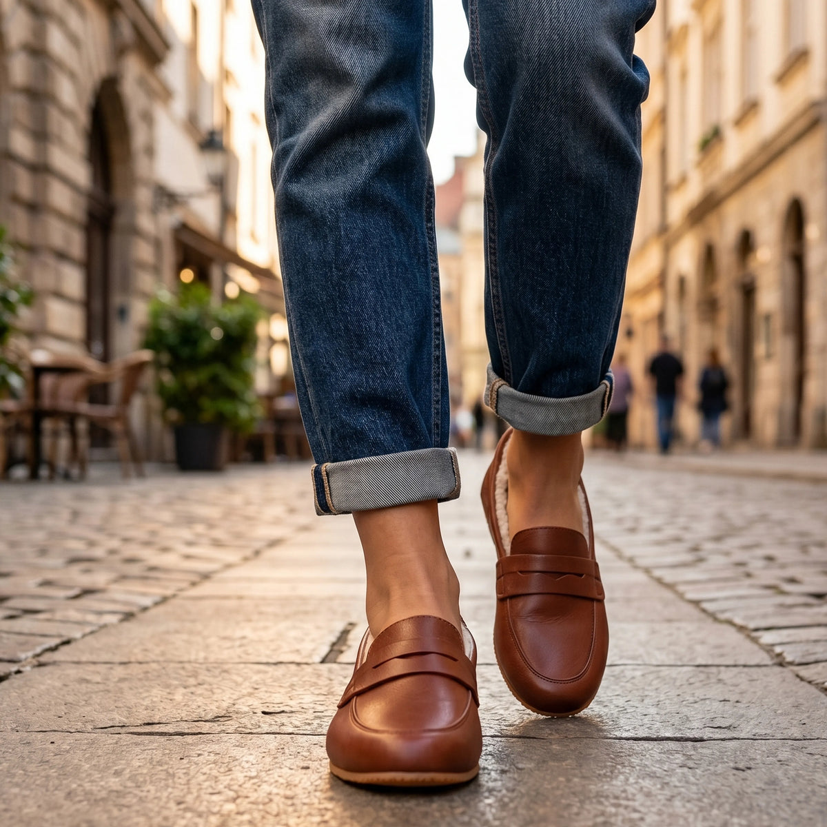 Smooth Barefoot Penny Loafer Shoes – Rubber Sole – Brown