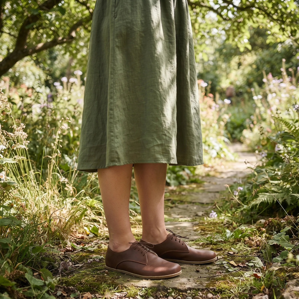 Crazy Barefoot Oxford Shoes – Classic Sole — Leather Sole – Brown
