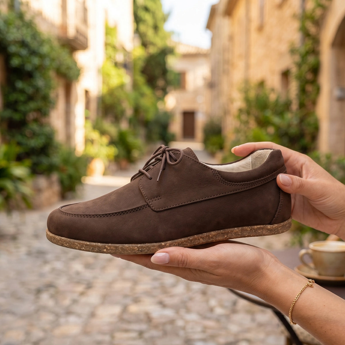 Nubuck Barefoot Laces Penny Loafer Shoes – Classic Sole — Leather Sole – Brown