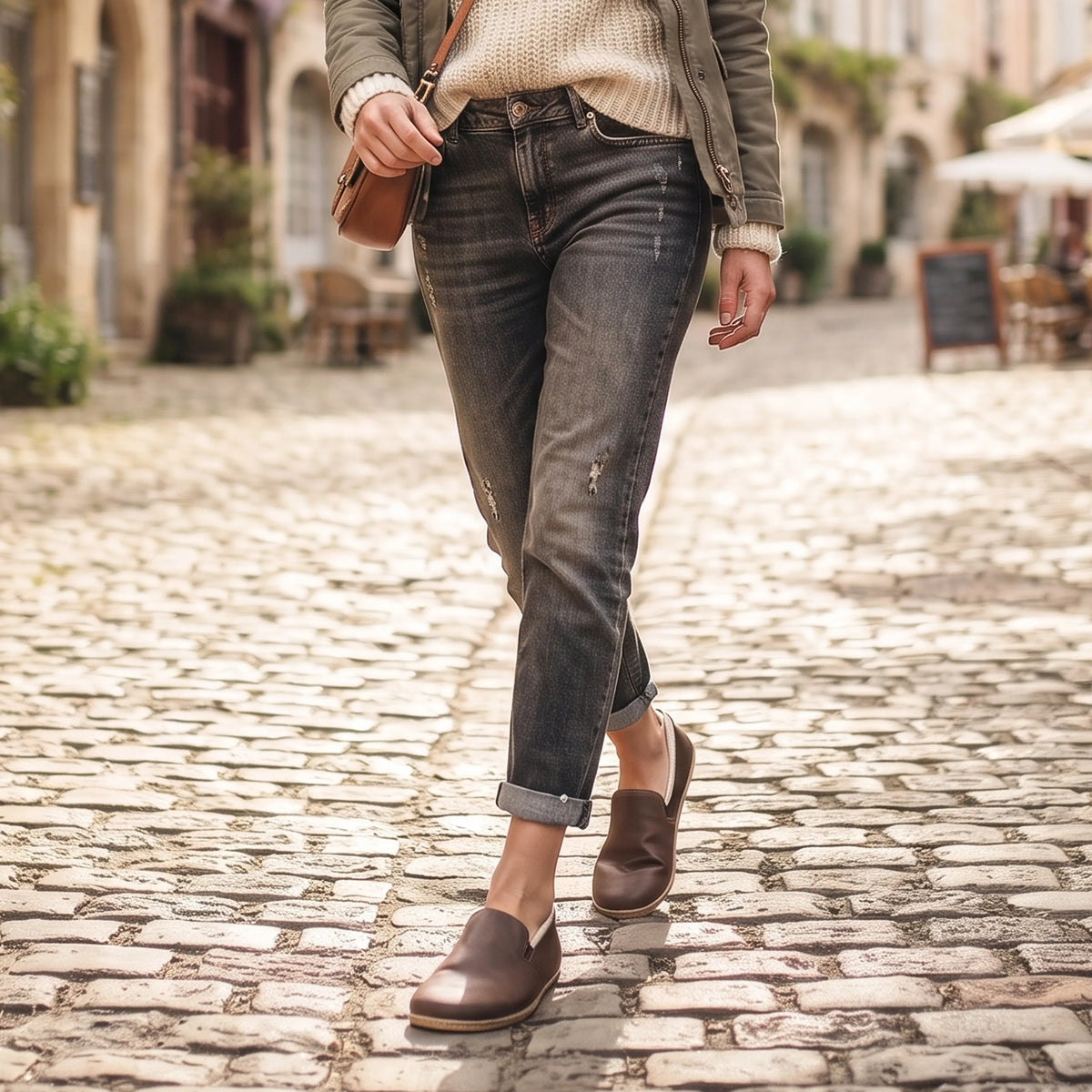 Crazy Barefoot Slip-On Shoes – Classic Sole — Leather Sole – Brown