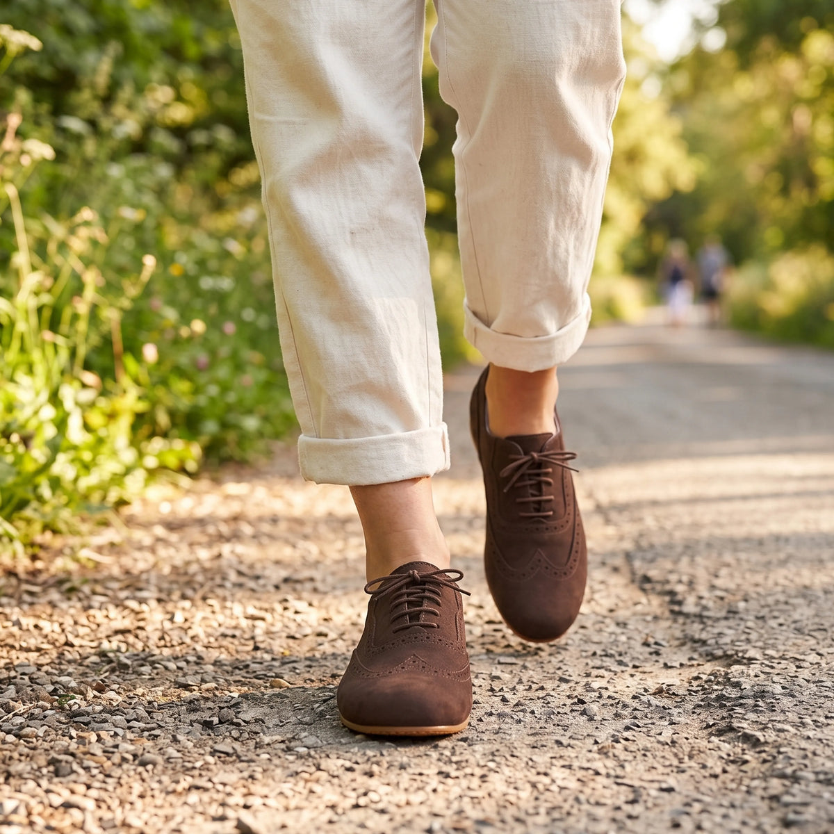 Nubuck Barefoot Moccasin Shoes – Rubber Sole – Brown