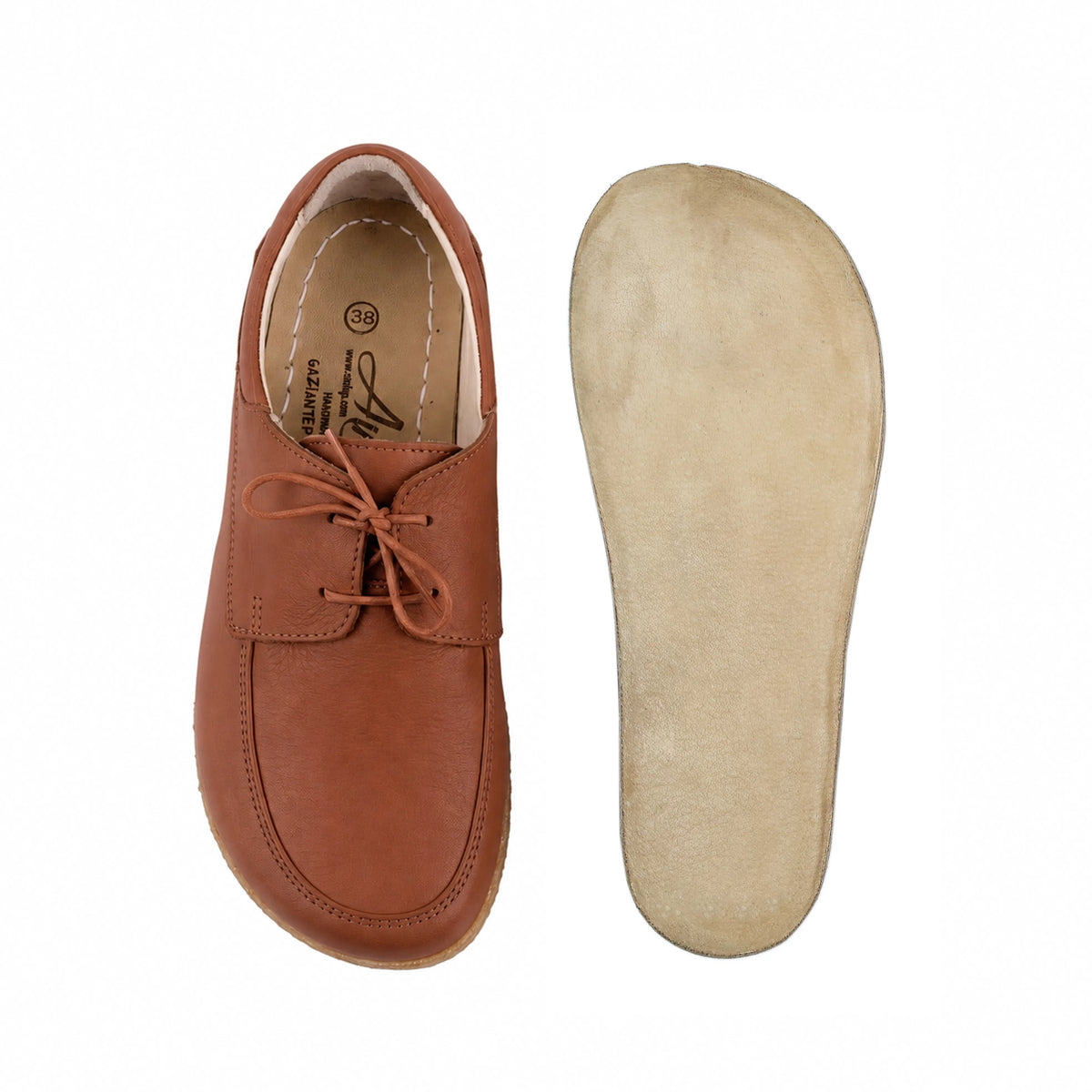 Smooth Barefoot Laces Penny Loafer Shoes – Classic Sole — Leather Sole – Brown