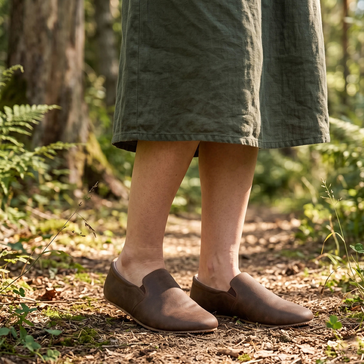 Crazy Barefoot Slip-On Shoes – Rubber Sole – Brown