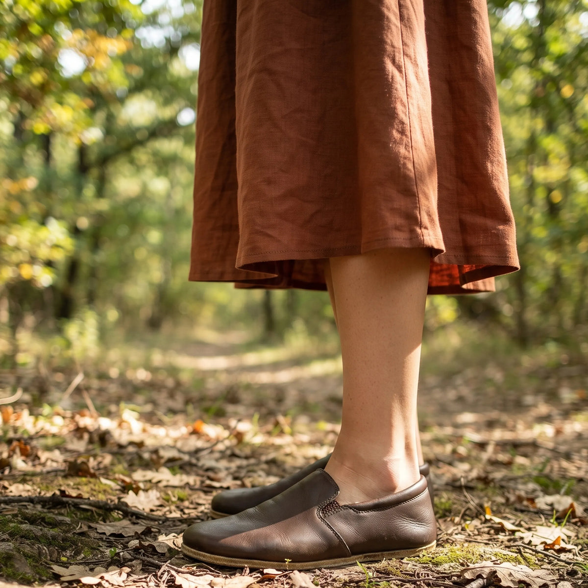 Smooth Barefoot Slip-On Shoes – Classic Sole — Leather Sole – Dark Brown