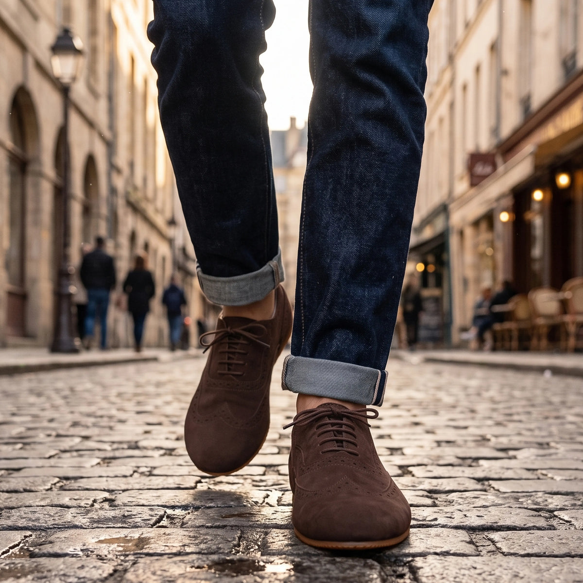 Nubuck Barefoot Moccasin Shoes – Rubber Sole – Brown