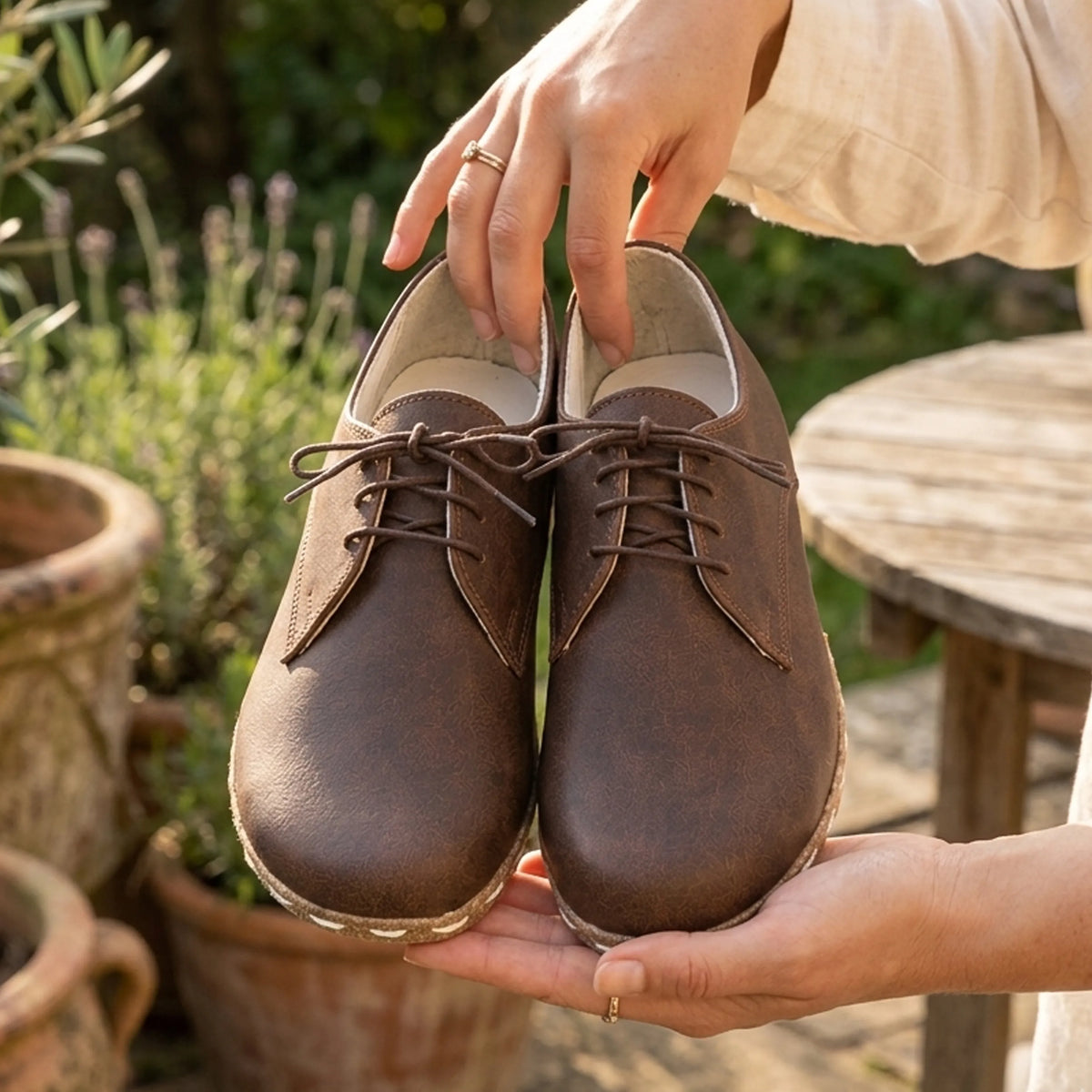 Crazy Barefoot Oxford Shoes — Leather Sole – Brown
