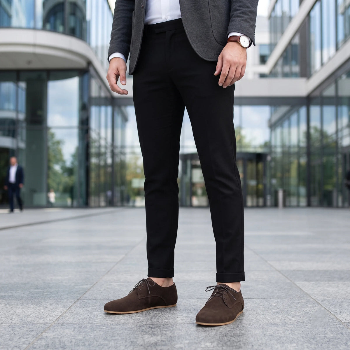 Suede Barefoot Oxford Shoes – Rubber Sole – Brown