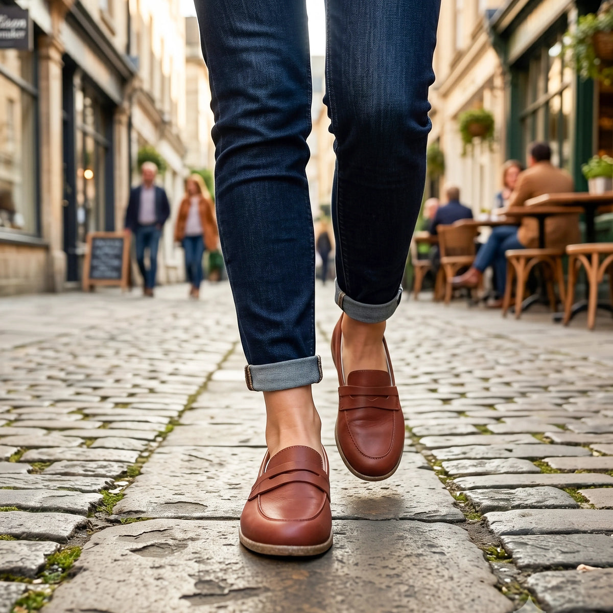 Smooth Barefoot Penny Loafer Shoes – Classic Sole — Leather Sole – Brown