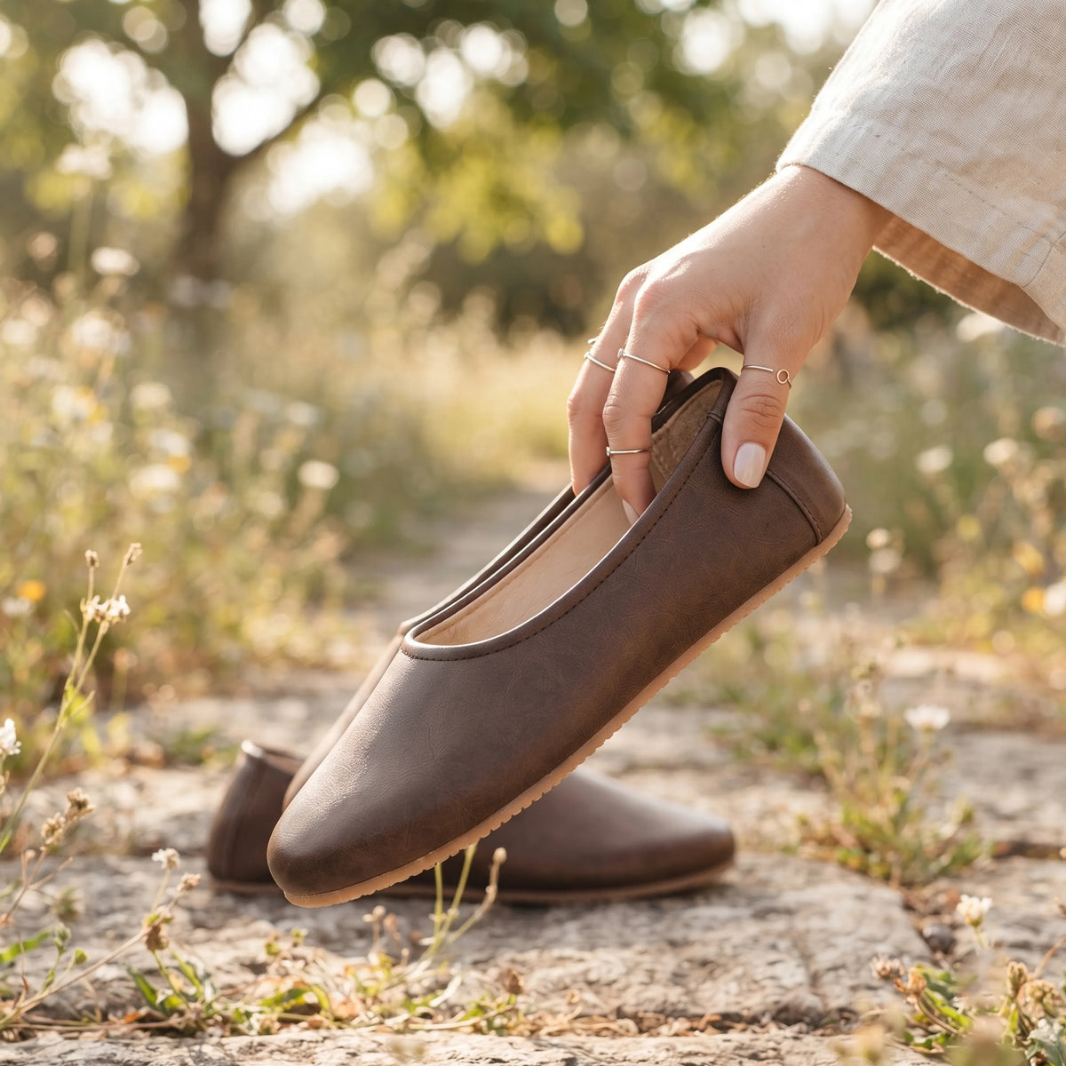 Crazy Barefoot Ballet Shoes – Rubber Sole – Brown