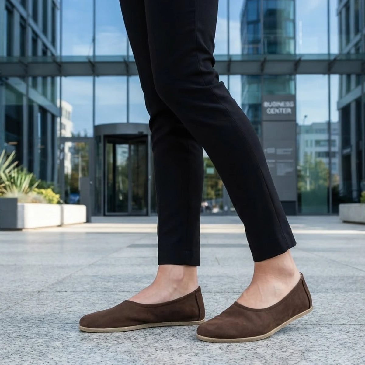 Suede Barefoot Ballet Shoes – Classic Sole — Leather Sole – Brown