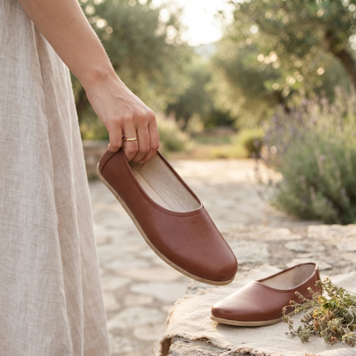 Smooth Barefoot Ballet Shoes – Classic Sole — Leather Sole – Brown