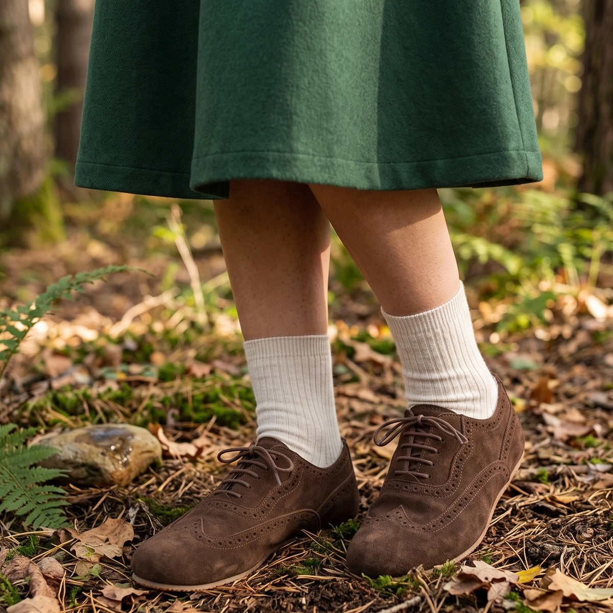 Suede Barefoot Moccasin Shoes – Rubber Sole – Brown