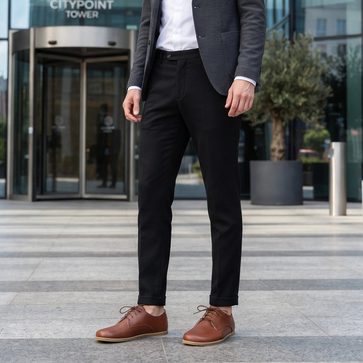 Smooth Barefoot Oxford Shoes – Classic Sole — Leather Sole – Brown