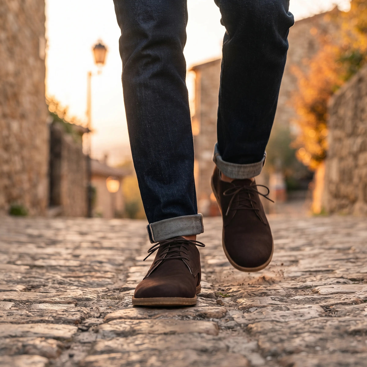 Nubuck Barefoot Oxford Shoes – Classic Sole — Leather Sole – Brown