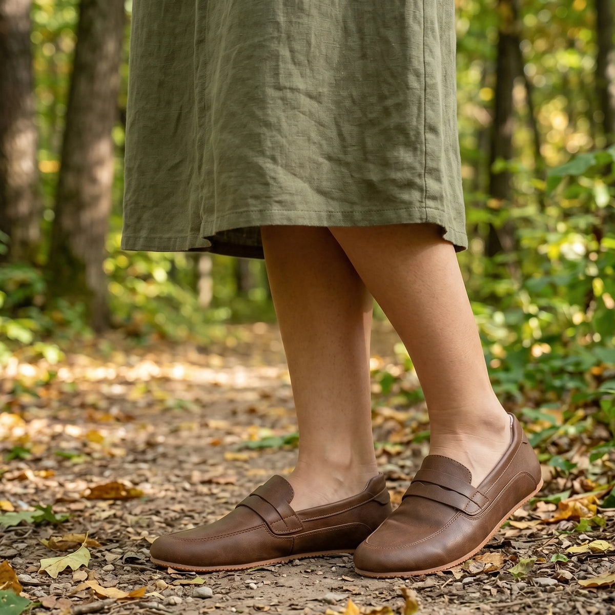 Crazy Barefoot Penny Loafer Shoes – Rubber Sole – Brown