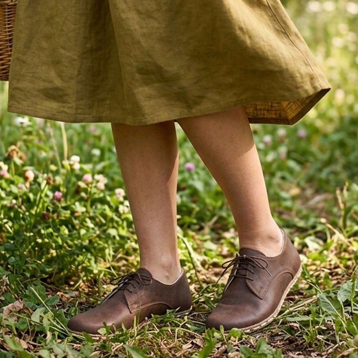 Crazy Barefoot Oxford Shoes — Leather Sole – Brown