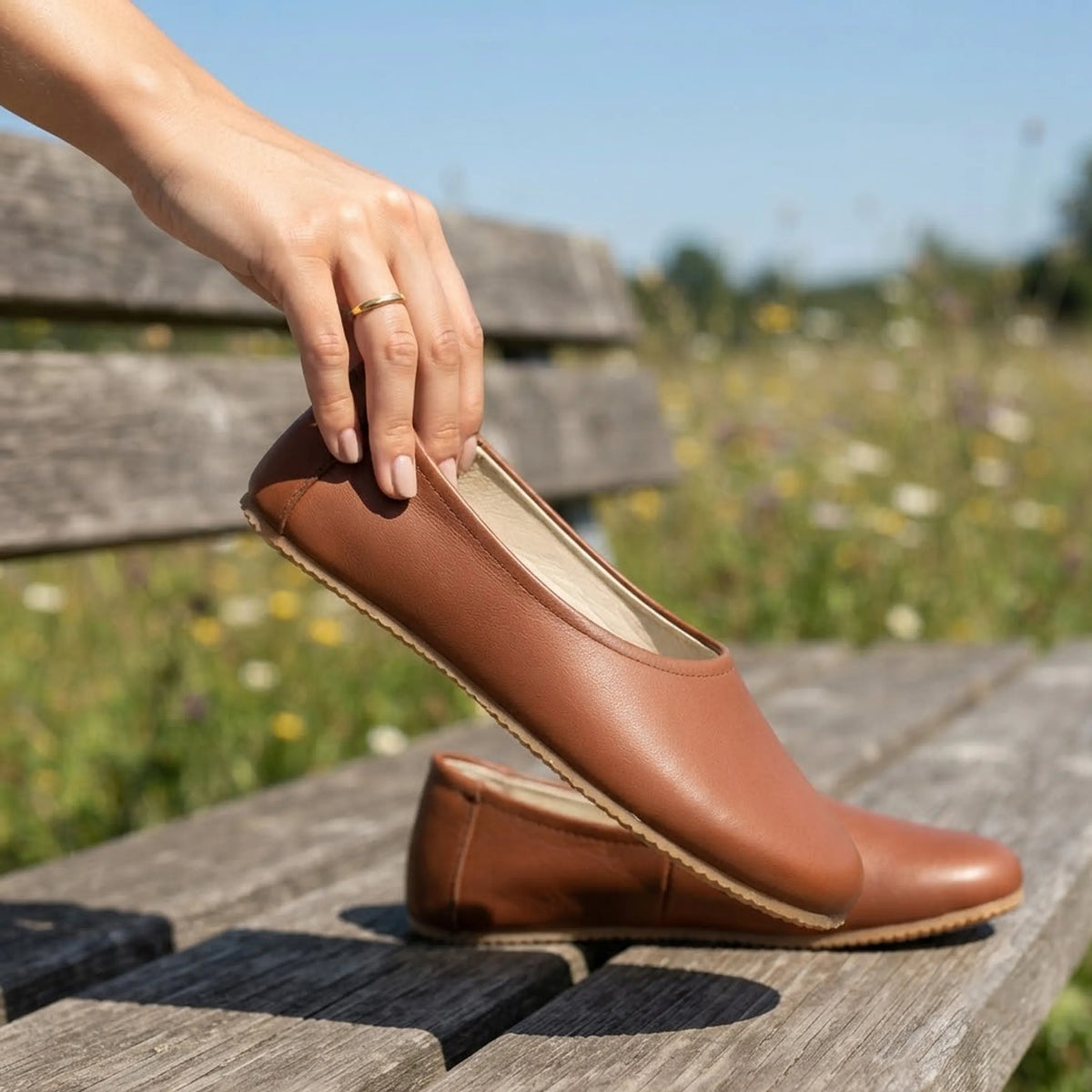 Smooth Barefoot Ballet Shoes – Rubber Sole – Brown