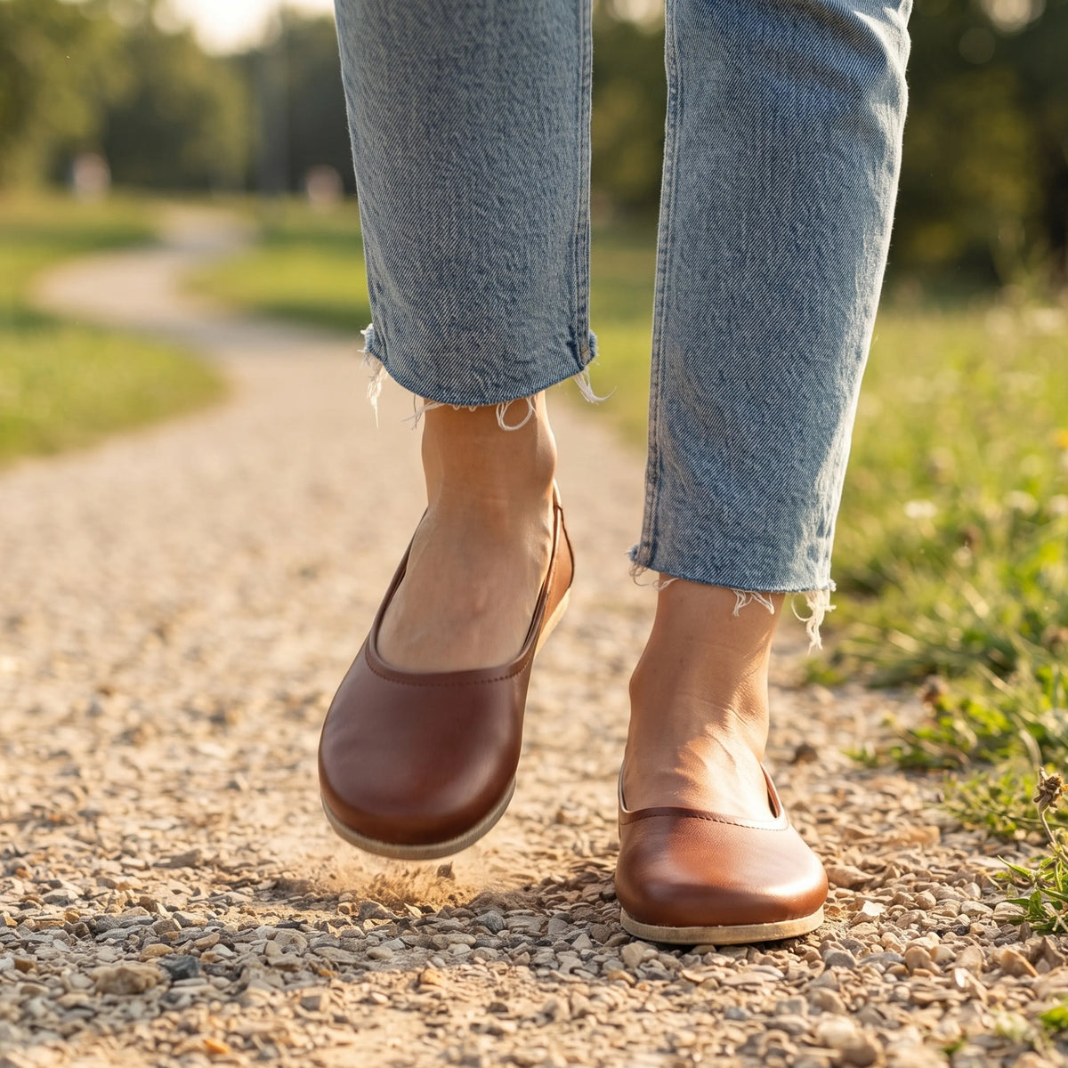 Smooth Barefoot Ballet Shoes – Classic Sole — Leather Sole – Brown