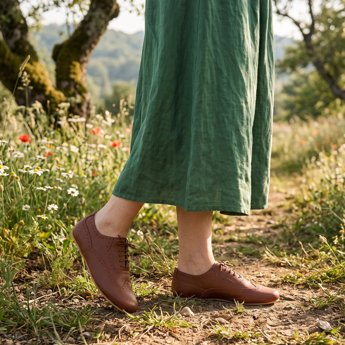 Smooth Barefoot Moccasin Shoes – Rubber Sole – Brown