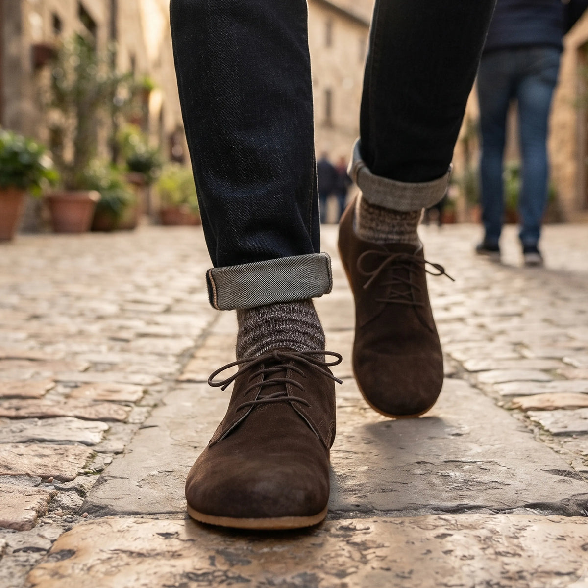 Suede Barefoot Oxford Shoes – Rubber Sole – Brown