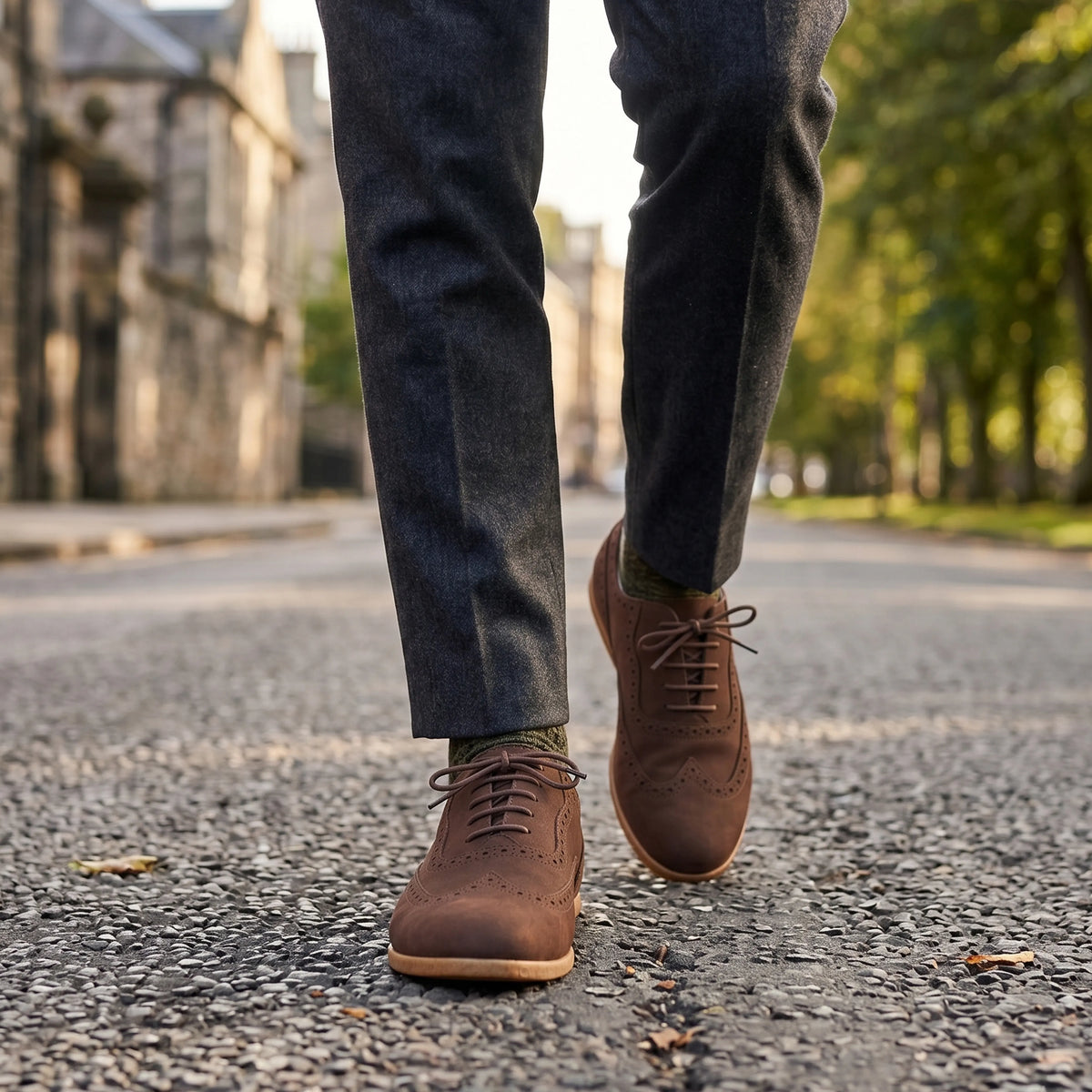 Nubuck Barefoot Moccasin Shoes – Classic Sole — Leather Sole – Brown