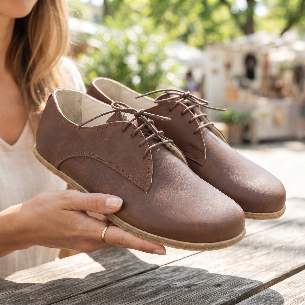 Crazy Barefoot Oxford Shoes – Classic Sole — Leather Sole – Brown