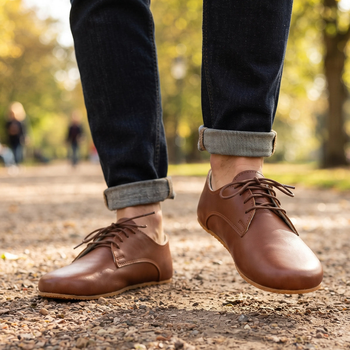 Smooth Barefoot Oxford Shoes – Rubber Sole – Brown