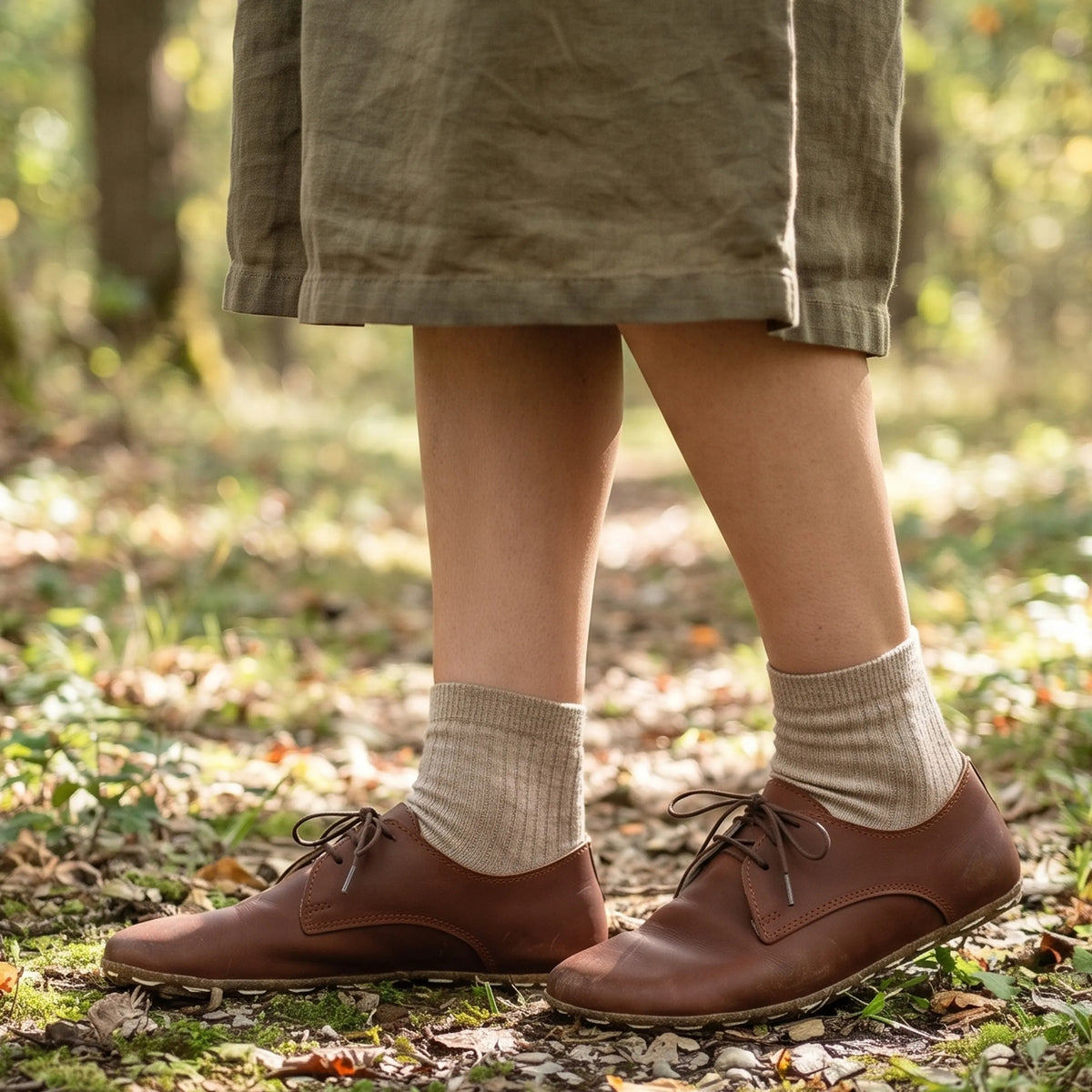 Smooth Barefoot Oxford Shoes — Leather Sole – Brown