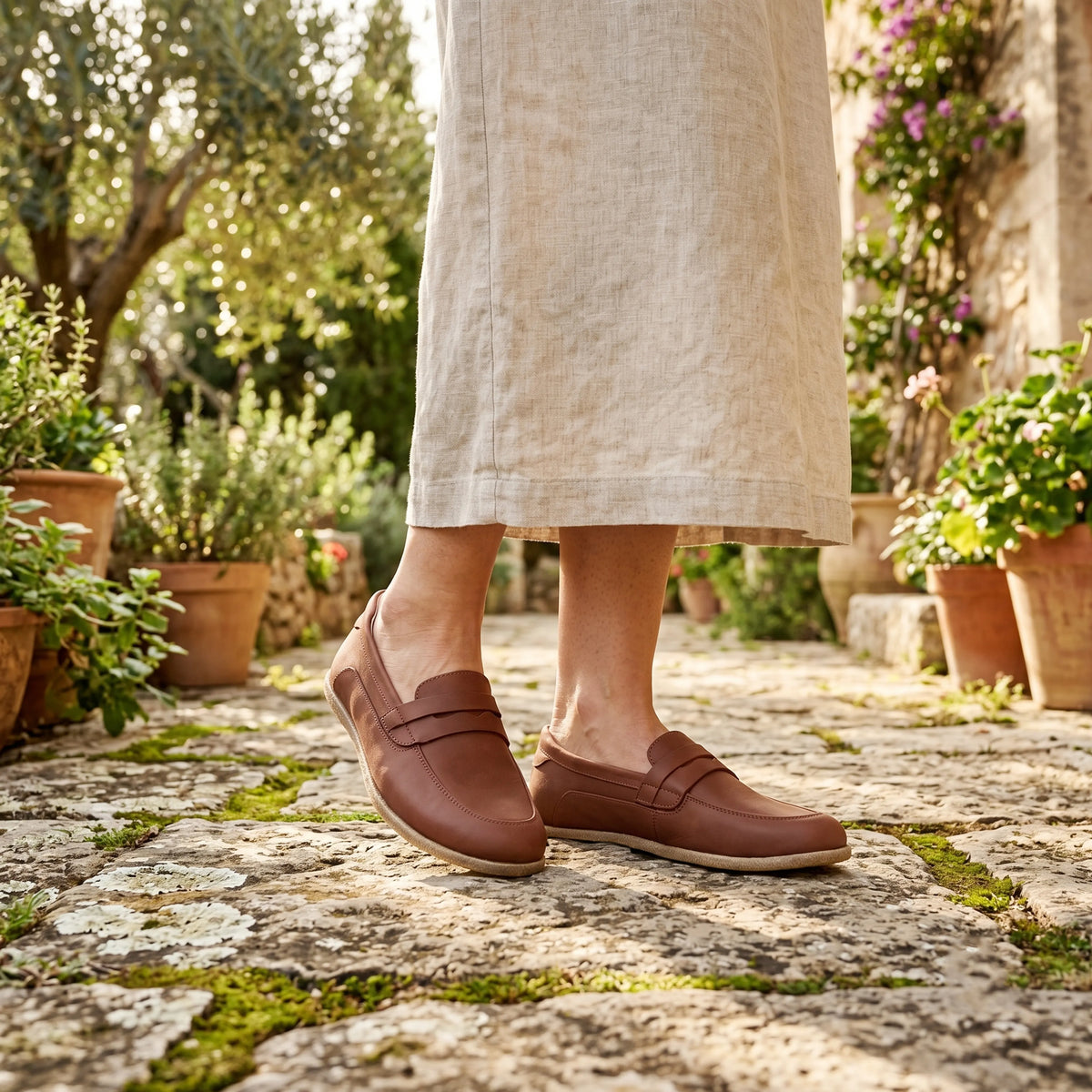 Smooth Barefoot Penny Loafer Shoes – Classic Sole — Leather Sole – Brown