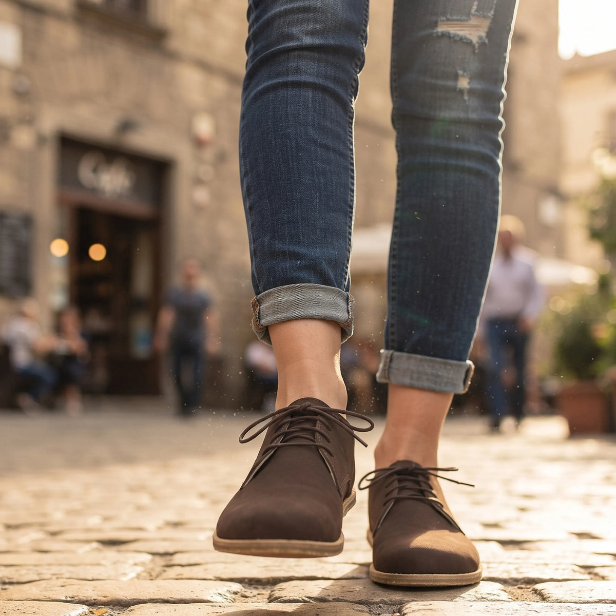 Nubuck Barefoot Oxford Shoes – Classic Sole — Leather Sole – Brown